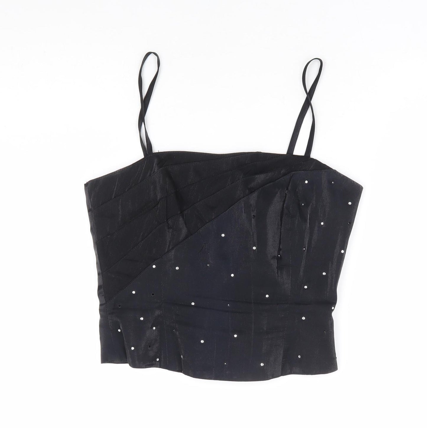 Just Elegance Womens Black Polyester Camisole Tank Size 10 Square Neck - Corset Boned Top