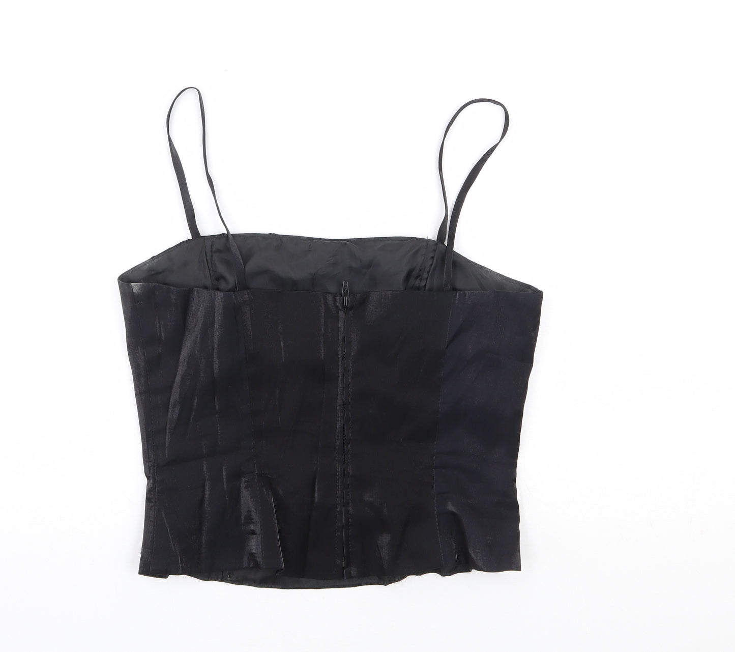 Just Elegance Womens Black Polyester Camisole Tank Size 10 Square Neck - Corset Boned Top