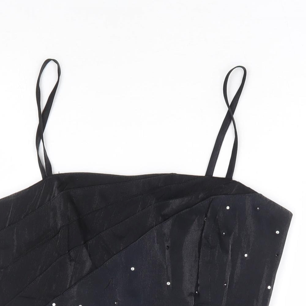 Just Elegance Womens Black Polyester Camisole Tank Size 10 Square Neck - Corset Boned Top