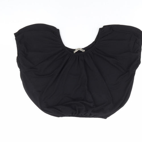Primark Womens Black Polyester Cropped T-Shirt Size 6 Round Neck