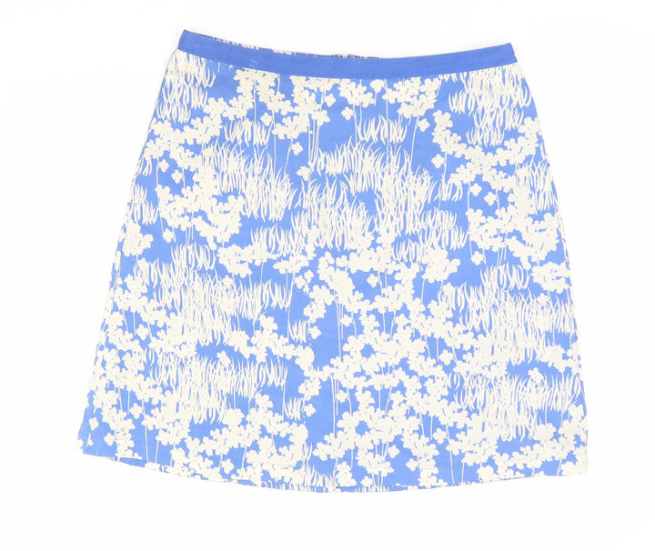 Great Plains London Womens Blue Floral Polyester A-Line Skirt Size 14 Zip