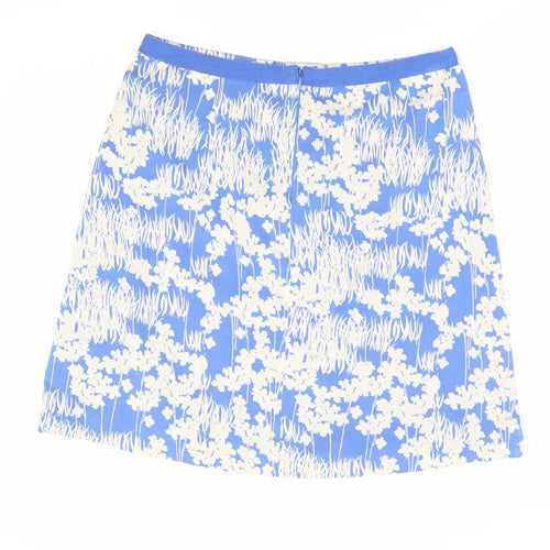 Great Plains London Womens Blue Floral Polyester A-Line Skirt Size 14 Zip