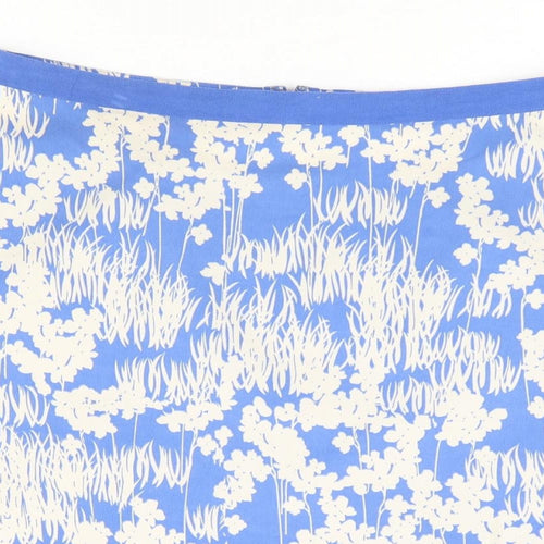 Great Plains London Womens Blue Floral Polyester A-Line Skirt Size 14 Zip