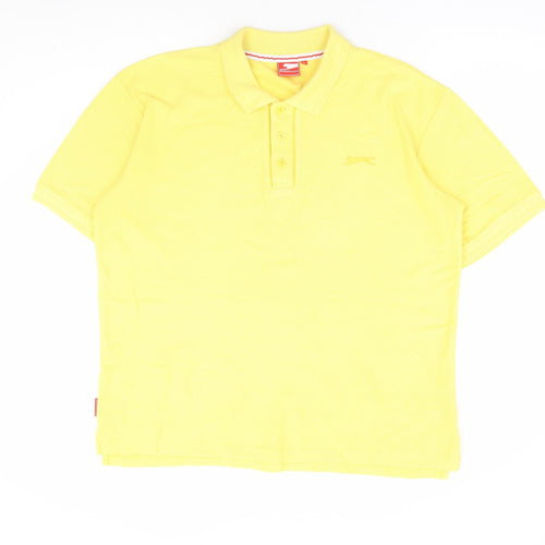 Slazenger Mens Yellow Polyester Polo Size L Collared Button