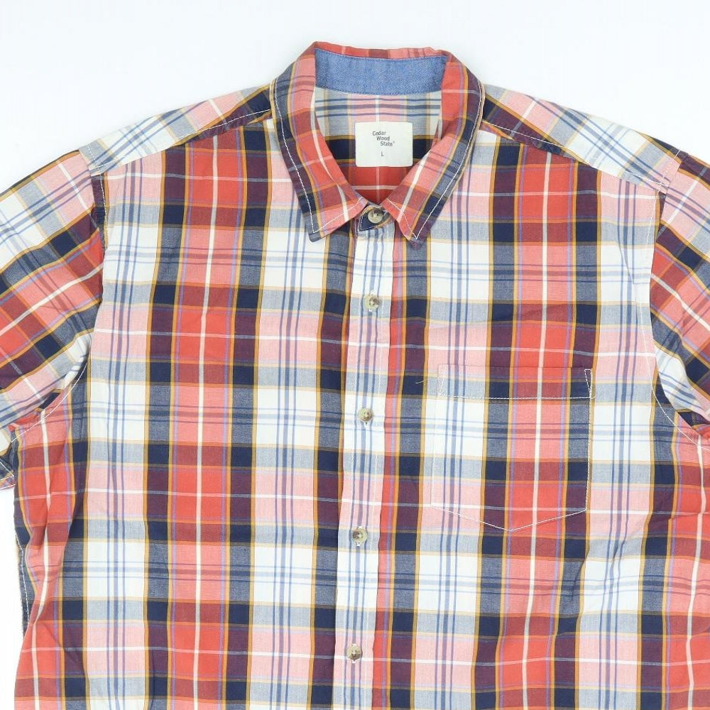 Primark Mens Multicoloured Plaid Cotton Button-Up Size L Collared Button