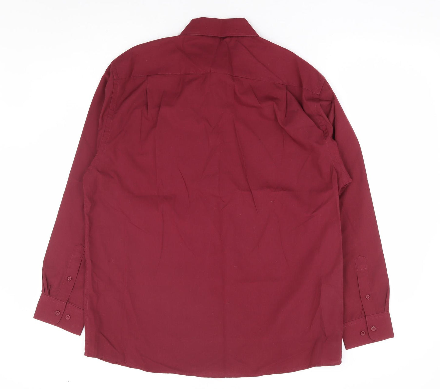 George Mens Red Polyester Dress Shirt Size 16.5 Collared Button