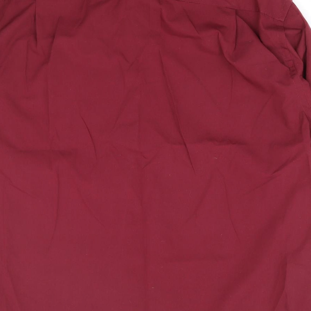 George Mens Red Polyester Dress Shirt Size 16.5 Collared Button