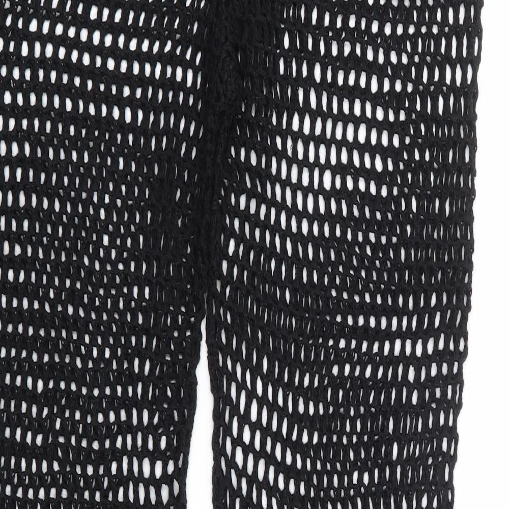 Preworn Womens Black Acrylic Trousers Size L L27 in Regular Drawstring