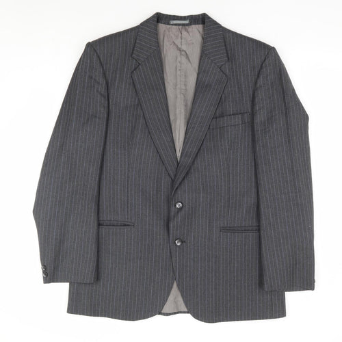 Hepworths Mens Grey Striped Polyester Jacket Suit Jacket Size 40