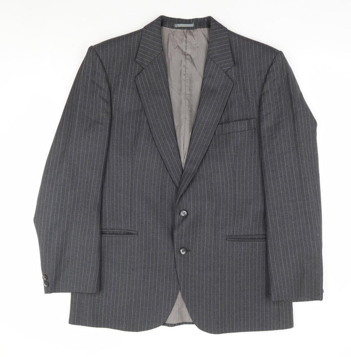 Hepworths Mens Grey Striped Polyester Jacket Suit Jacket Size 40