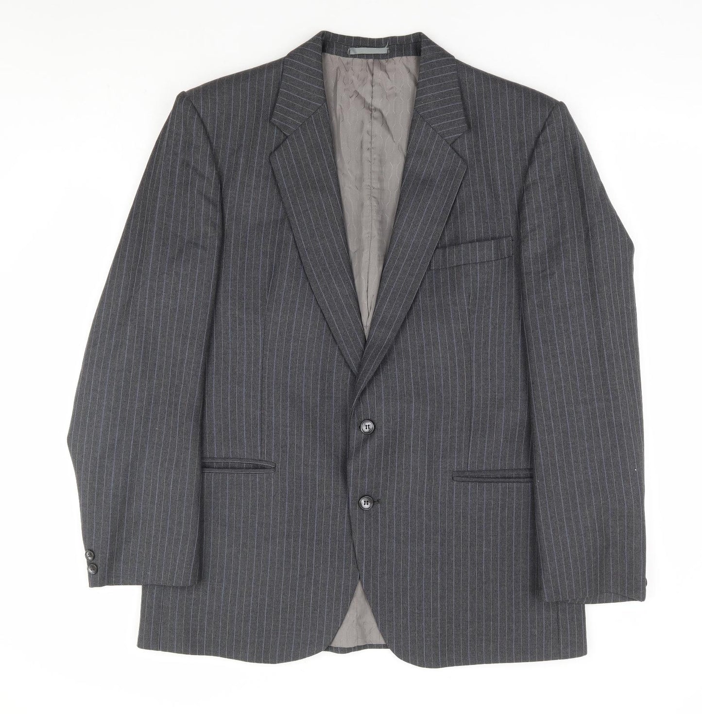 Hepworths Mens Grey Striped Polyester Jacket Suit Jacket Size 40