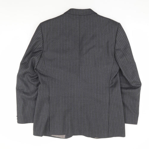 Hepworths Mens Grey Striped Polyester Jacket Suit Jacket Size 40