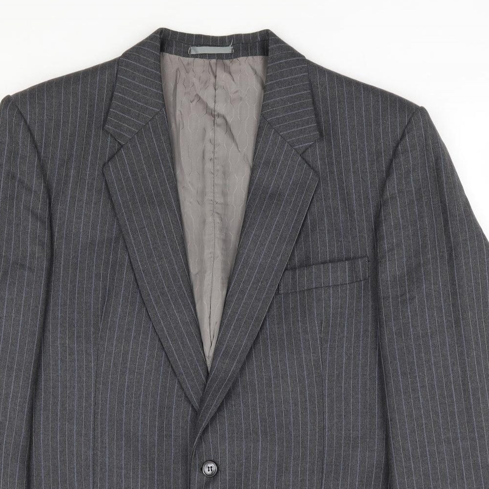 Hepworths Mens Grey Striped Polyester Jacket Suit Jacket Size 40