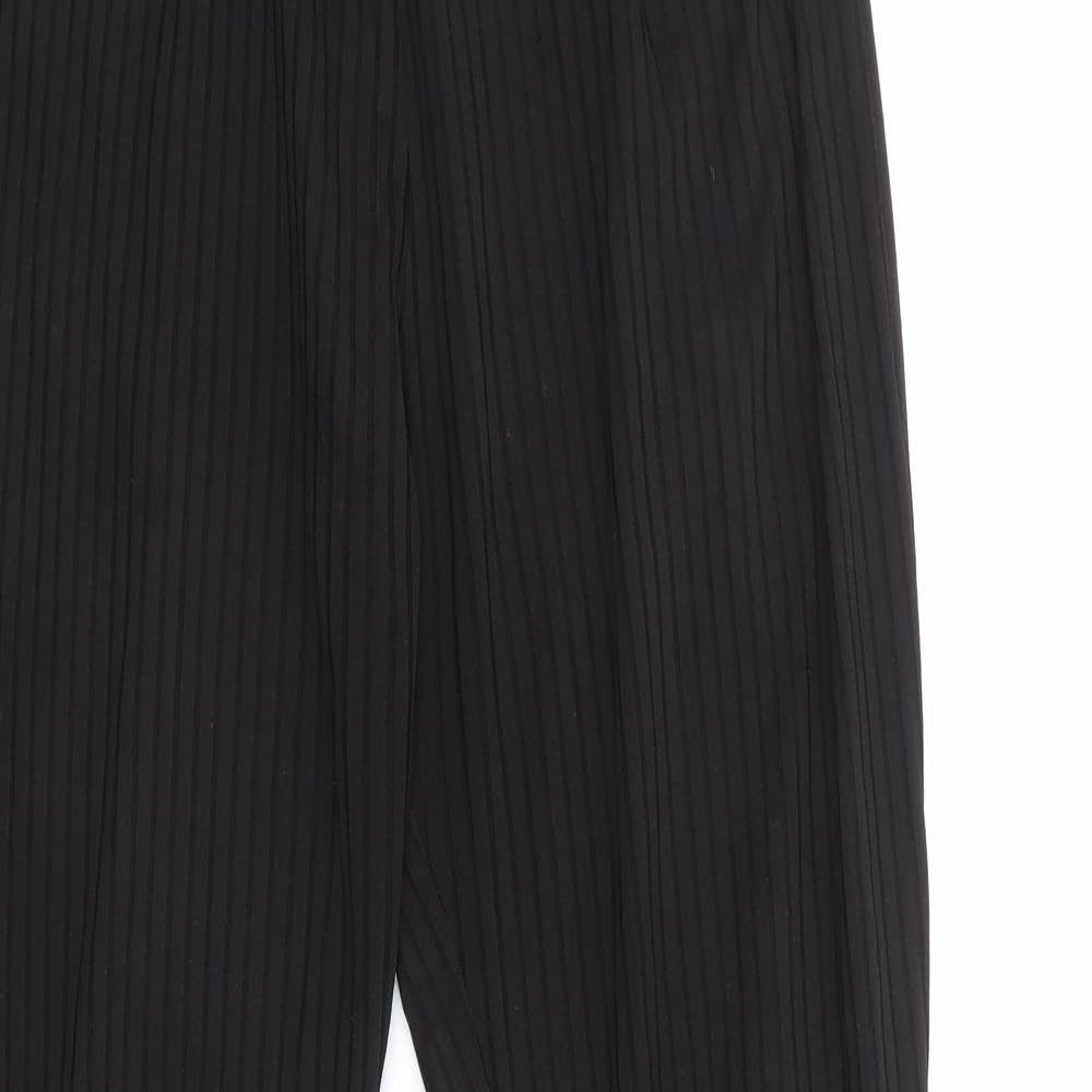 Nasty Gal Womens Black Polyester Trousers Size 14 L30 in Regular - Ribbed