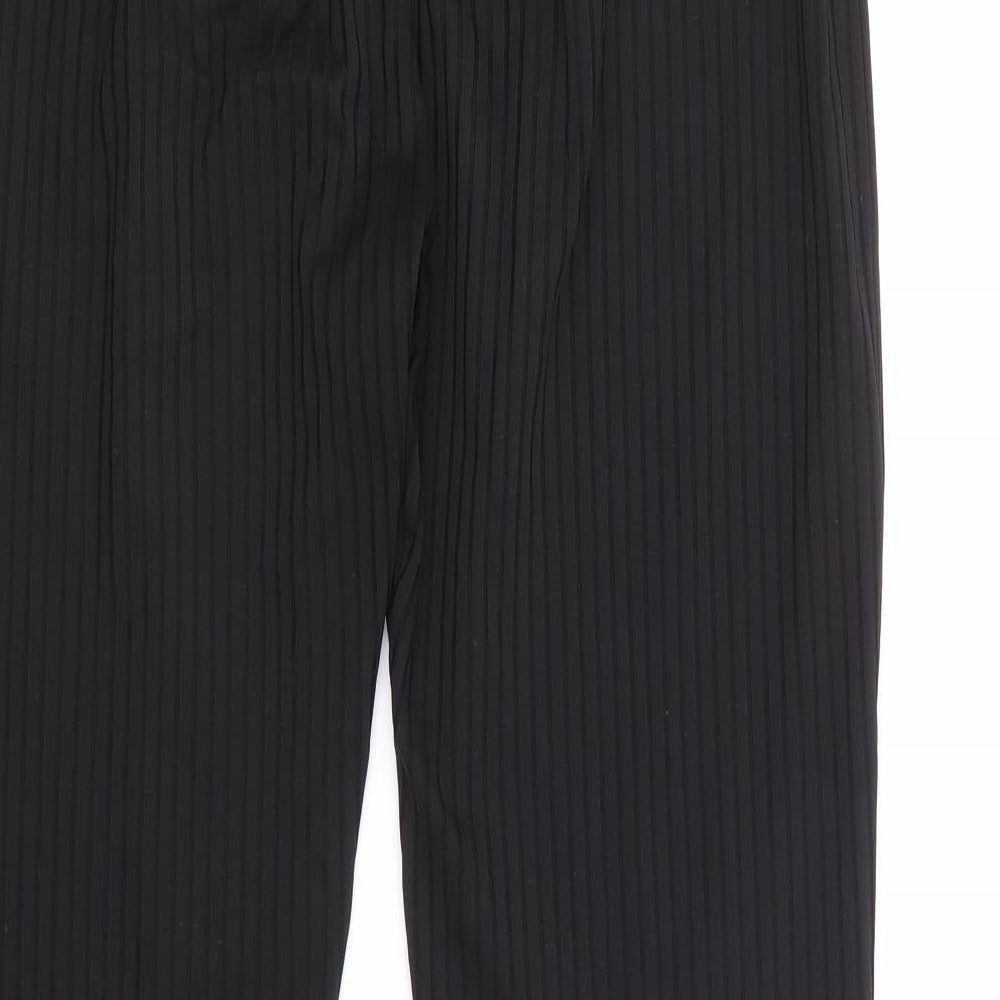 Nasty Gal Womens Black Polyester Trousers Size 14 L30 in Regular - Ribbed