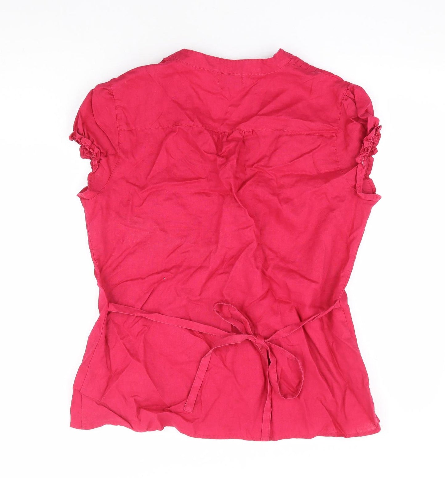 Cherokee Womens Pink Linen Basic Blouse Size 16 V-Neck
