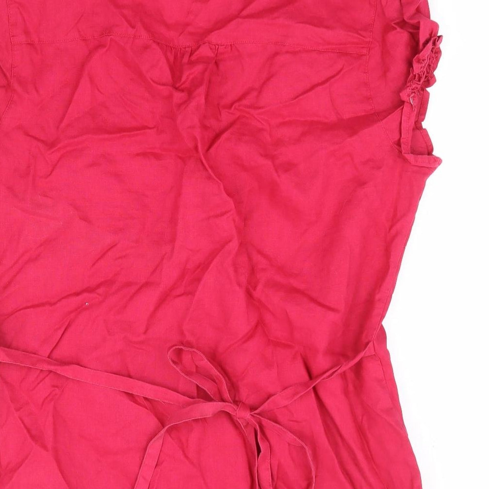 Cherokee Womens Pink Linen Basic Blouse Size 16 V-Neck