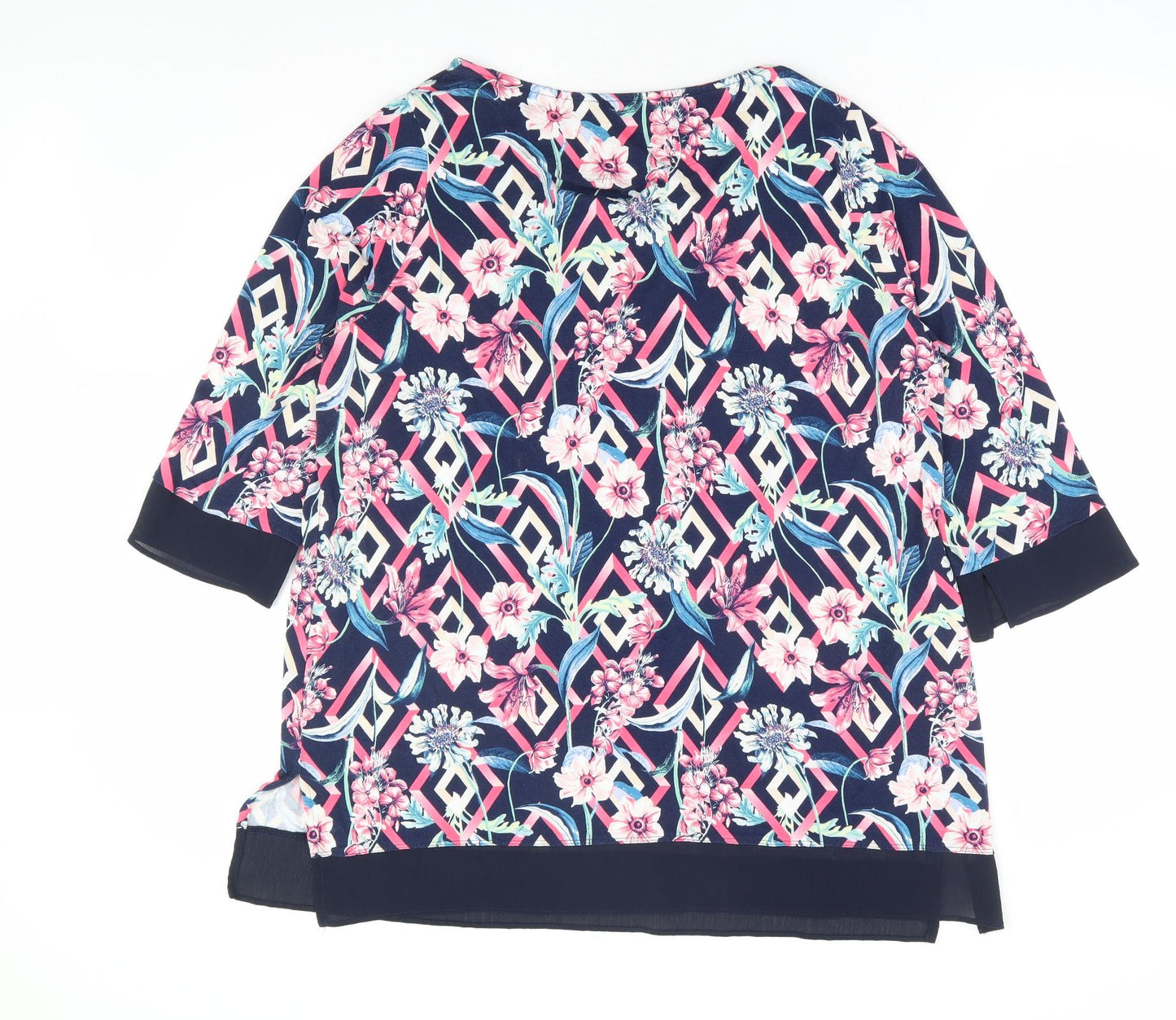 Marks and Spencer Womens Multicoloured Floral Viscose Basic Blouse Size 20 Round Neck - Chiffon Trim
