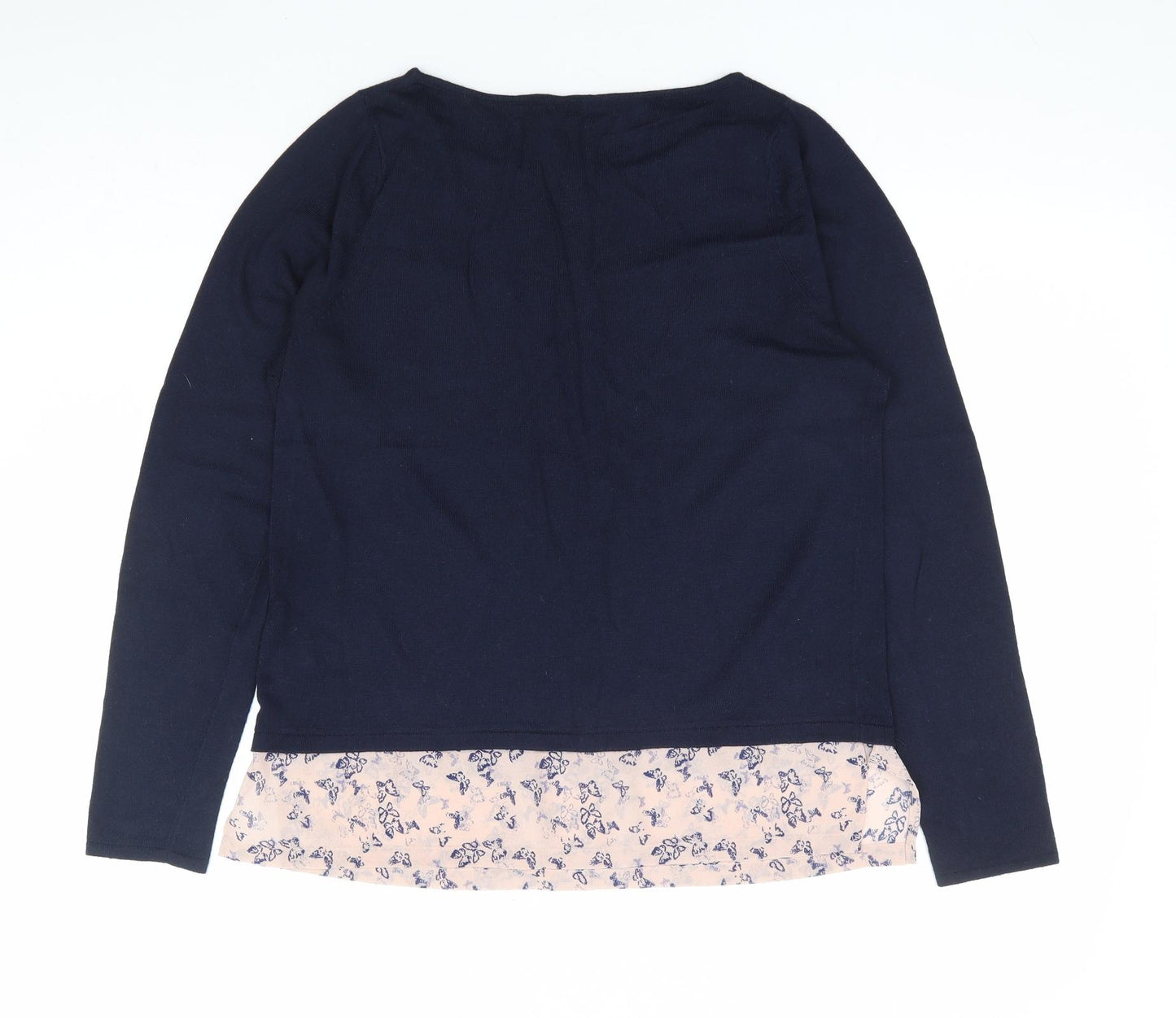 George Womens Blue Nylon Jersey Blouse Size 10 Round Neck - Butterfly