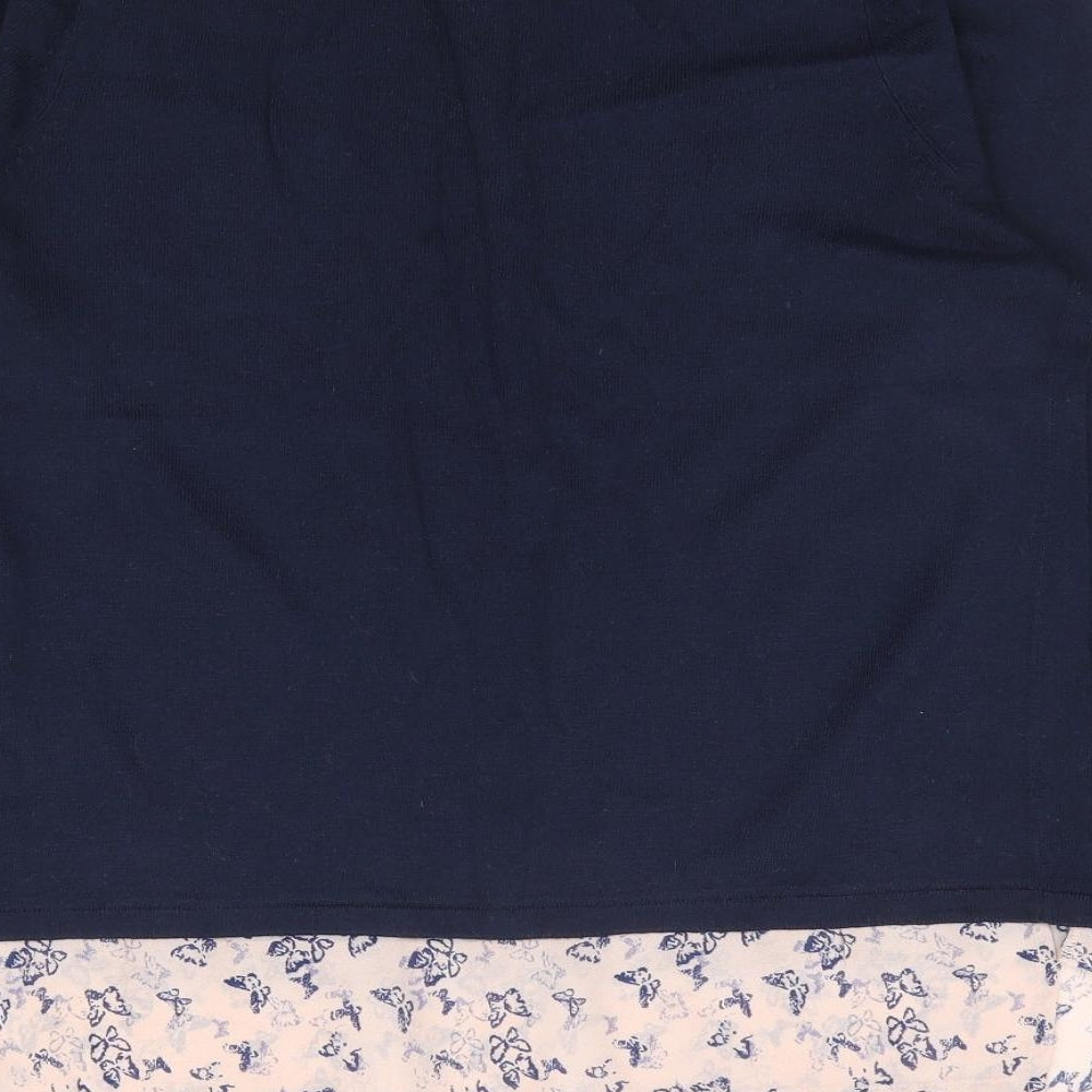 George Womens Blue Nylon Jersey Blouse Size 10 Round Neck - Butterfly
