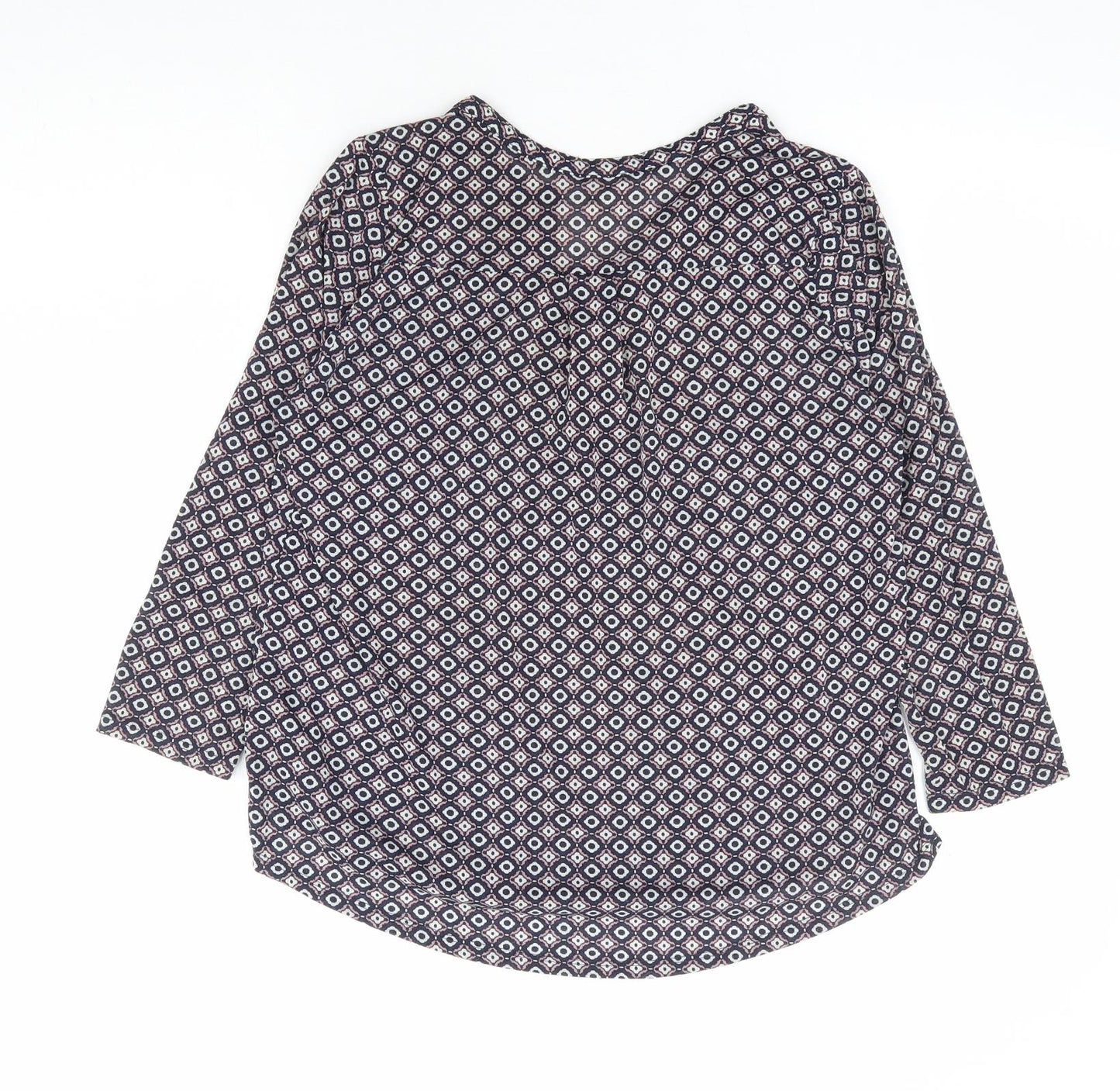 H&M Womens Blue Geometric Polyester Basic Blouse Size S V-Neck