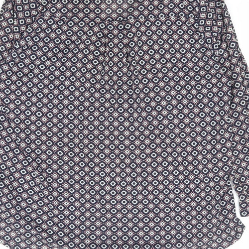 H&M Womens Blue Geometric Polyester Basic Blouse Size S V-Neck