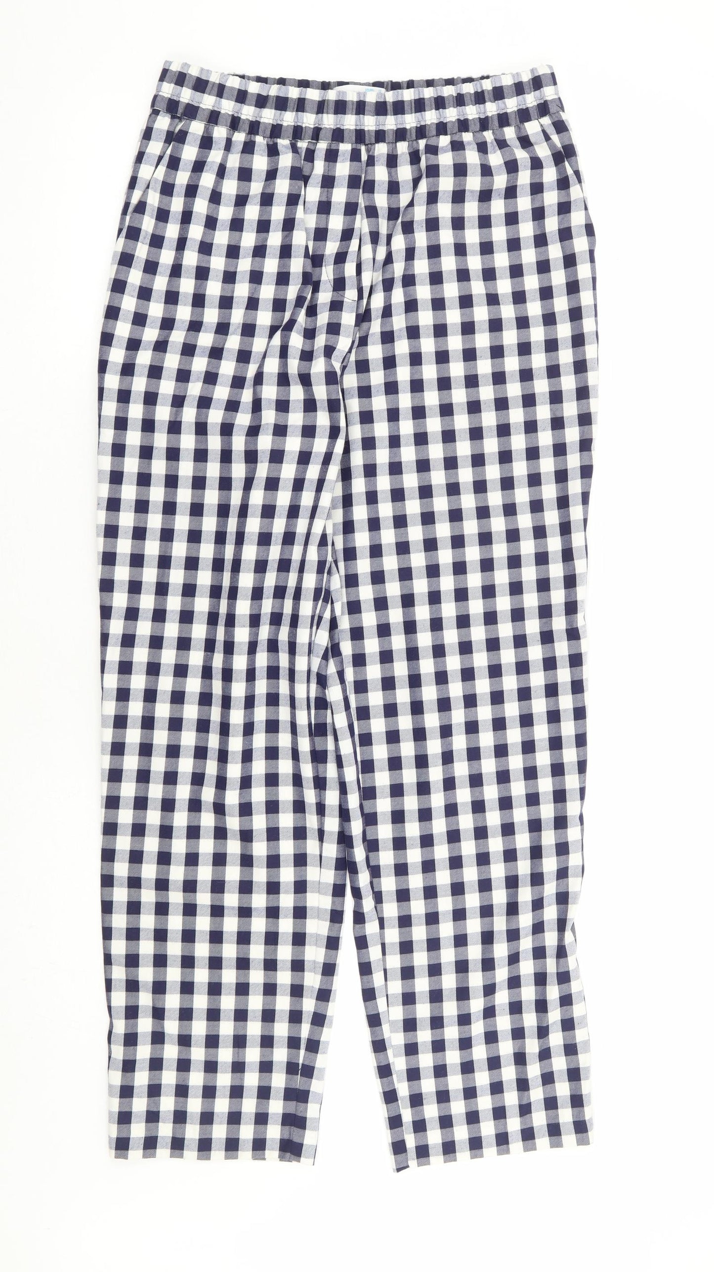 Primark Womens Blue Check Polyester Trousers Size 10 L28 in Regular