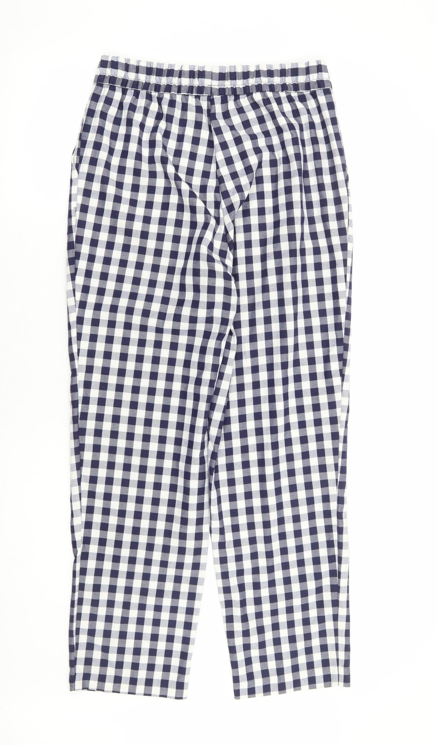 Primark Womens Blue Check Polyester Trousers Size 10 L28 in Regular