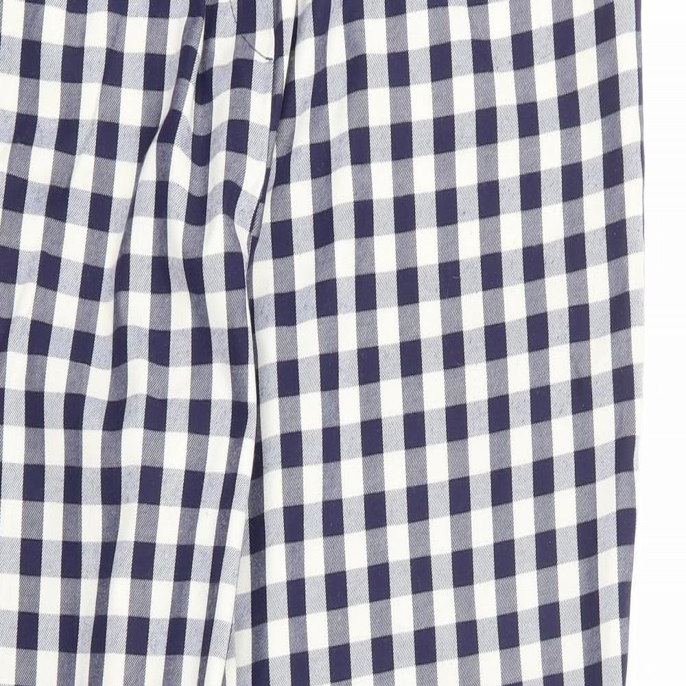 Primark Womens Blue Check Polyester Trousers Size 10 L28 in Regular