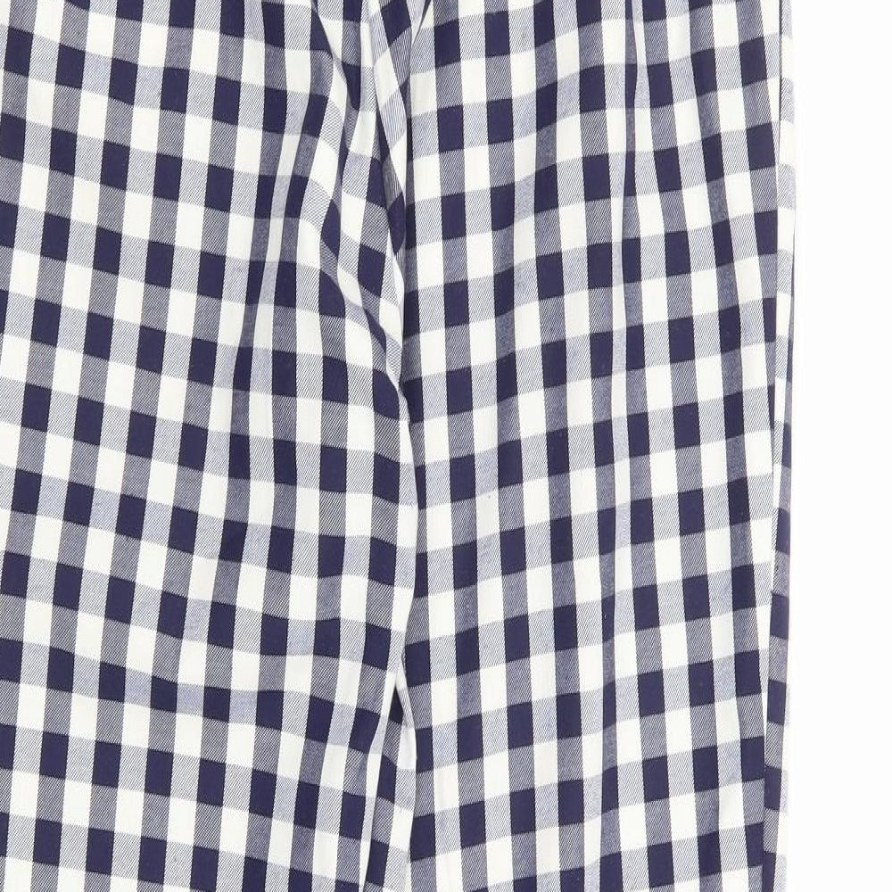 Primark Womens Blue Check Polyester Trousers Size 10 L28 in Regular