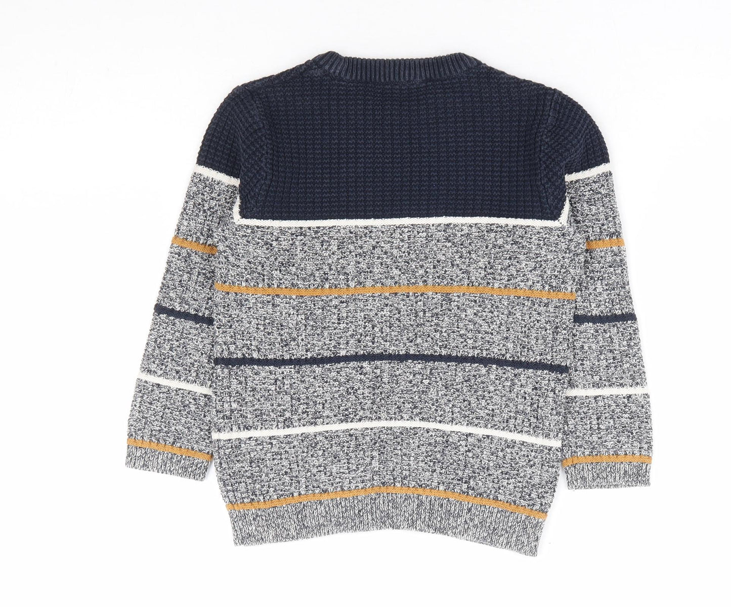 George Boys Blue Round Neck Striped Cotton Pullover Jumper Size 4-5 Years Pullover