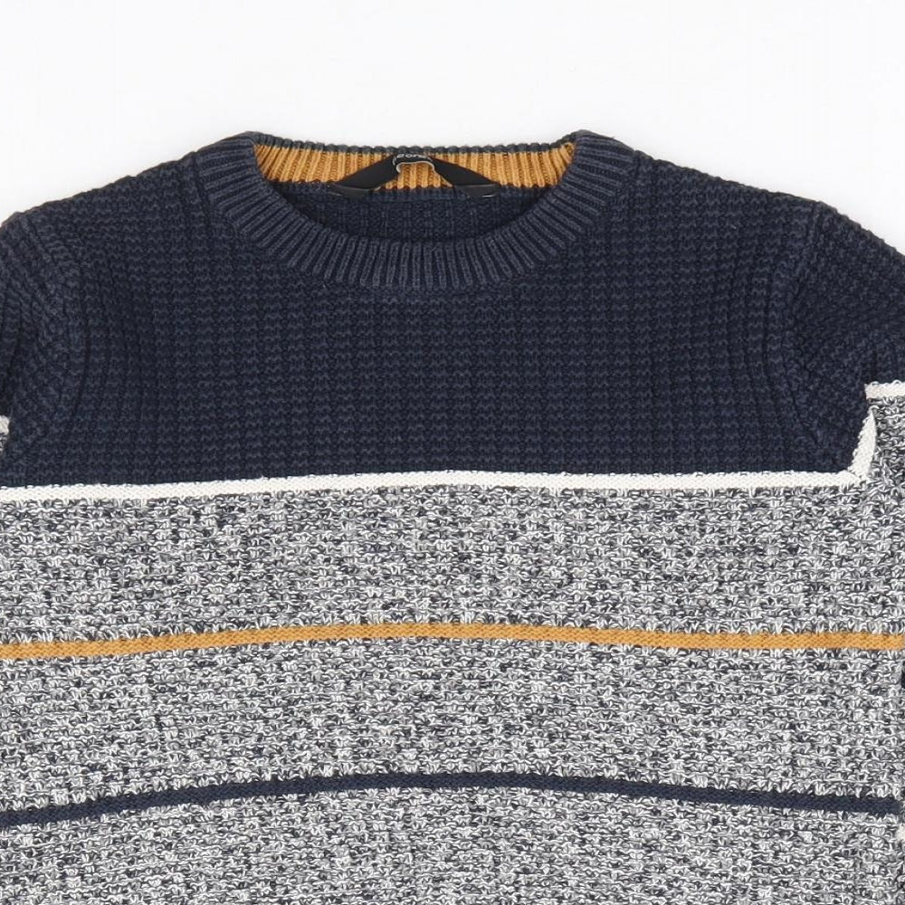 George Boys Blue Round Neck Striped Cotton Pullover Jumper Size 4-5 Years Pullover