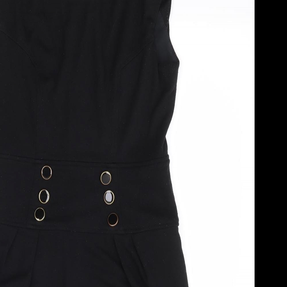 Dorothy Perkins Womens Black Polyester Pencil Dress Size 12 Round Neck Pullover