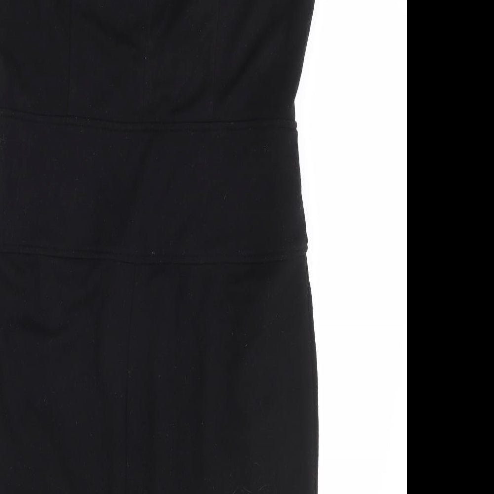 Dorothy Perkins Womens Black Polyester Pencil Dress Size 12 Round Neck Pullover