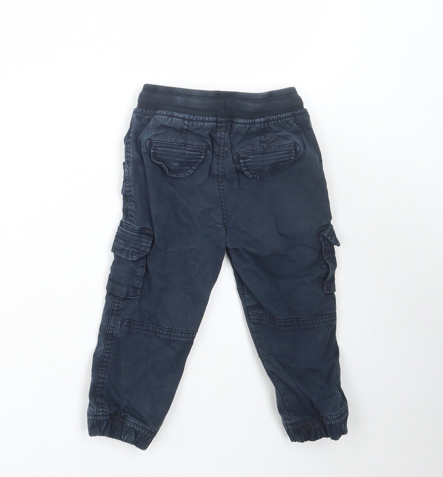Mothercare Baby Blue Cotton Cargo Trousers Size 18-24 Months Drawstring