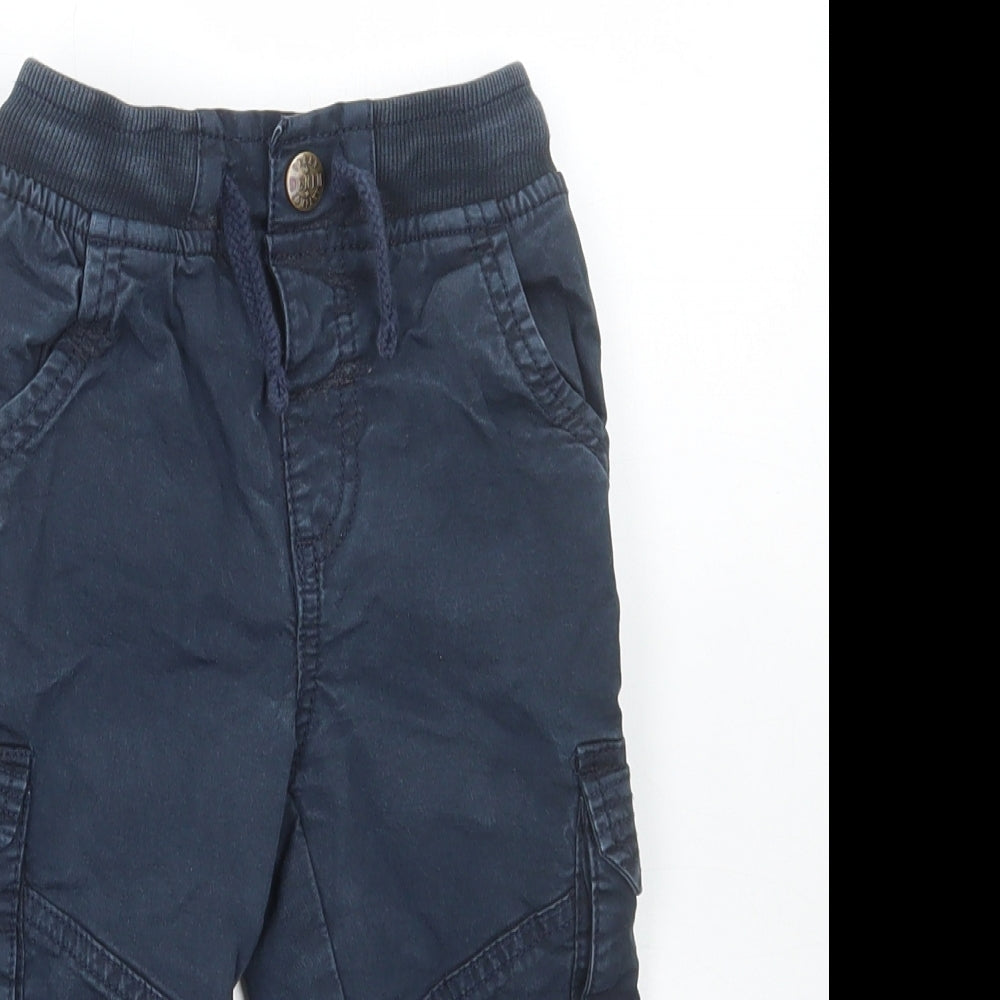 Mothercare Baby Blue Cotton Cargo Trousers Size 18-24 Months Drawstring