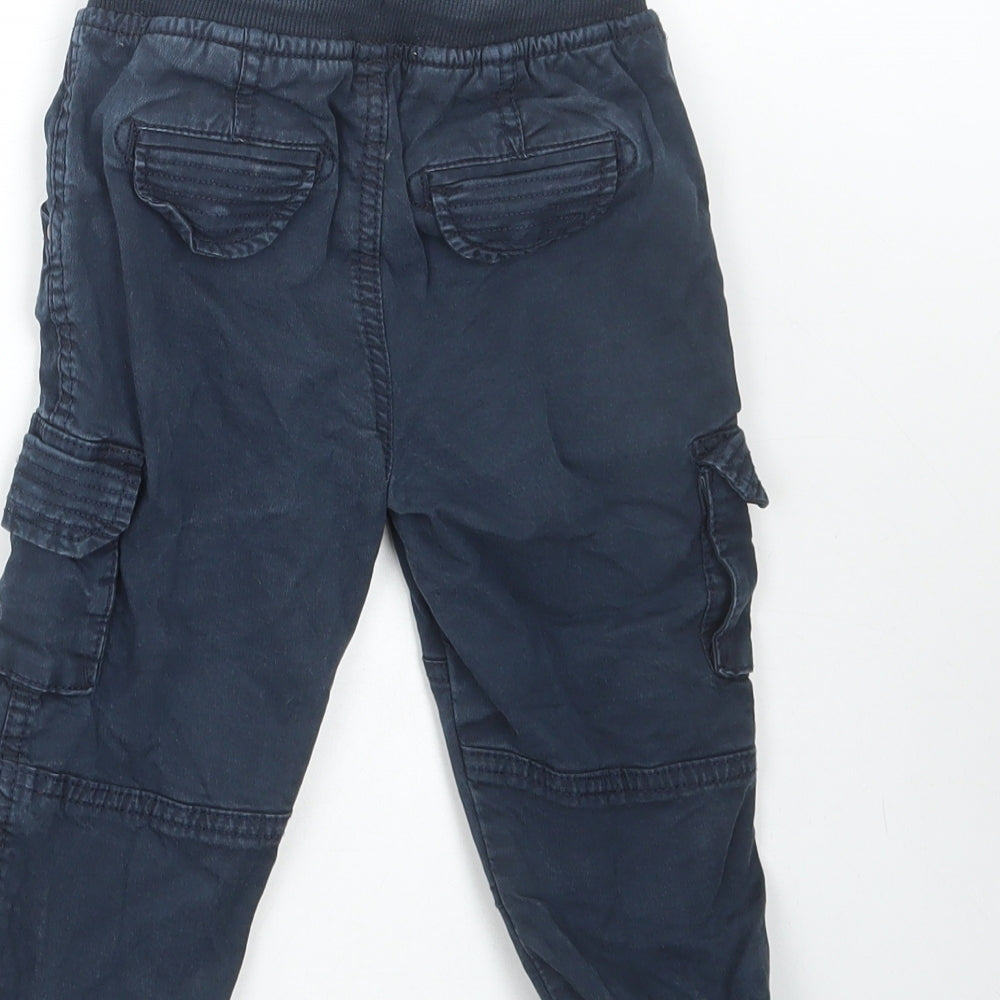 Mothercare Baby Blue Cotton Cargo Trousers Size 18-24 Months Drawstring