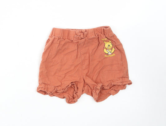 Primark Girls Brown Linen Paperbag Shorts Size 2-3 Years Regular - Winnie the Pooh