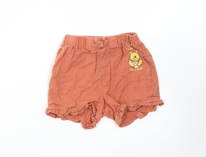 Primark Girls Brown Linen Paperbag Shorts Size 2-3 Years Regular - Winnie the Pooh