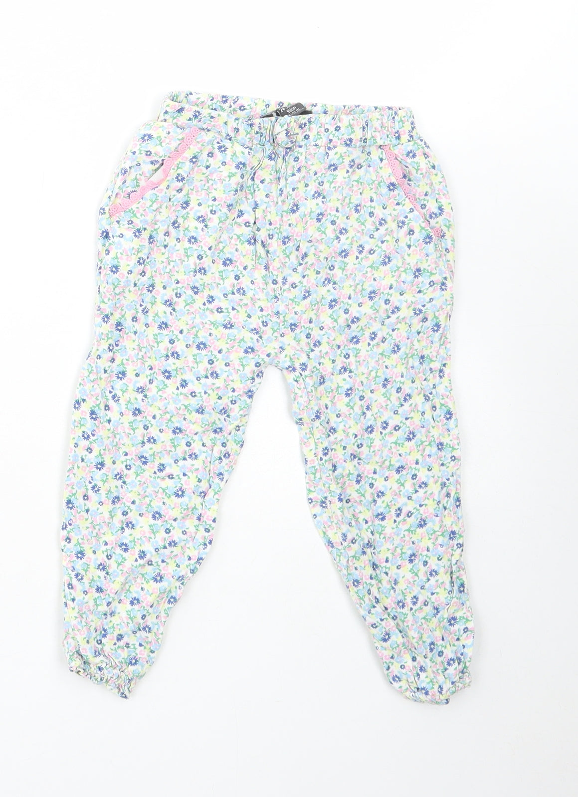 Primark Girls Multicoloured Floral Viscose Harem Trousers Size 2-3 Years Regular Pullover