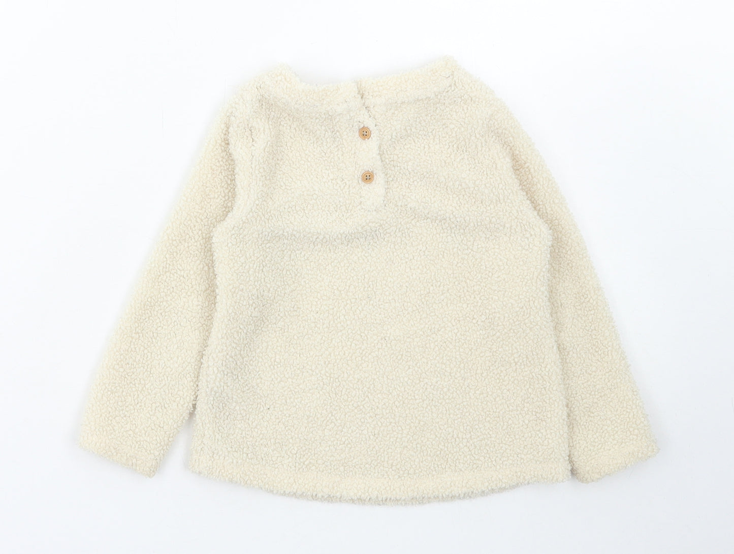 F&F Baby Beige Polyester Pullover Jumper Size 18-24 Months Button - Cat Print