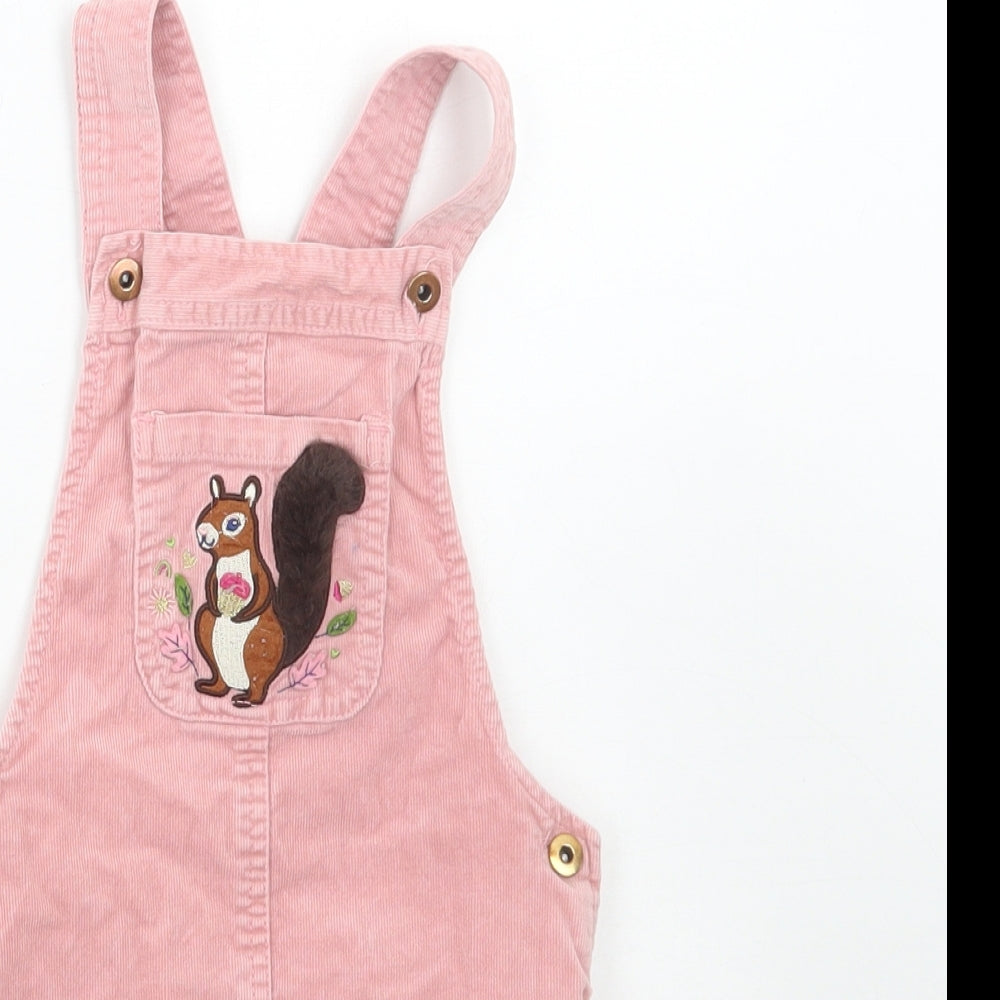 Gillian's Closet Girls Pink Cotton Pinafore/Dungaree Dress Size 2-3 Years Square Neck Button - Squirrel