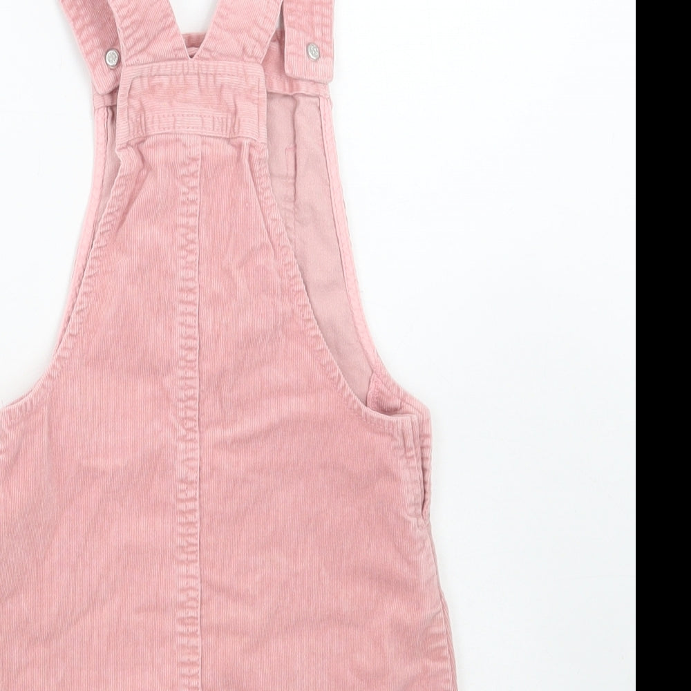 Gillian's Closet Girls Pink Cotton Pinafore/Dungaree Dress Size 2-3 Years Square Neck Button - Squirrel