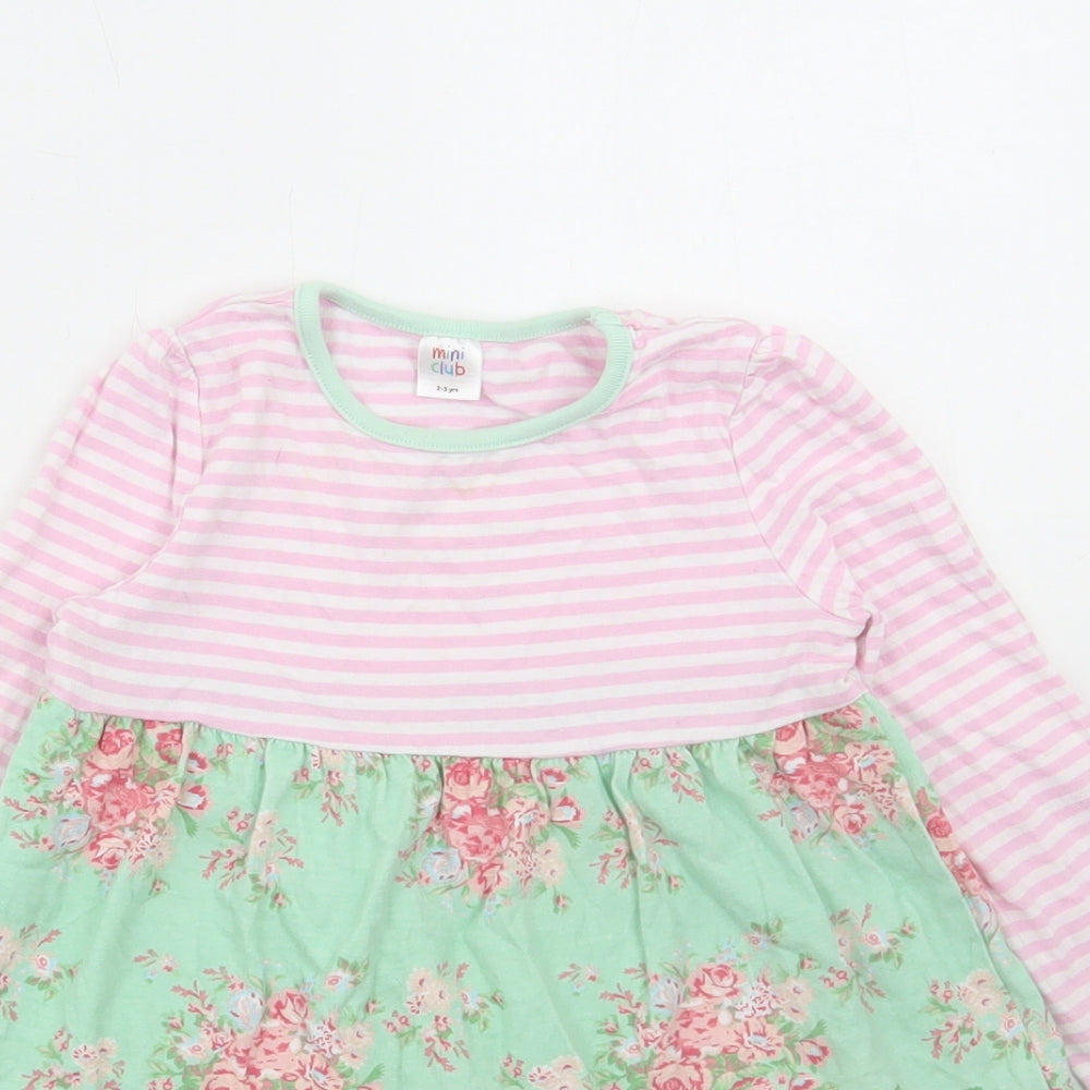 Mini Club Girls Multicoloured Floral Cotton A-Line Size 2-3 Years Round Neck Pullover