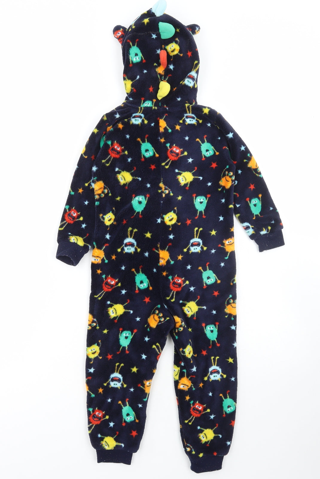 George Boys Blue Geometric Polyester One Piece Size 3-4 Years Zip - Monster Print