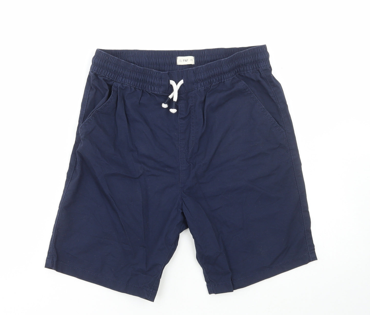 Primark Boys Blue Cotton Cargo Shorts Size 11-12 Years Regular Drawstring