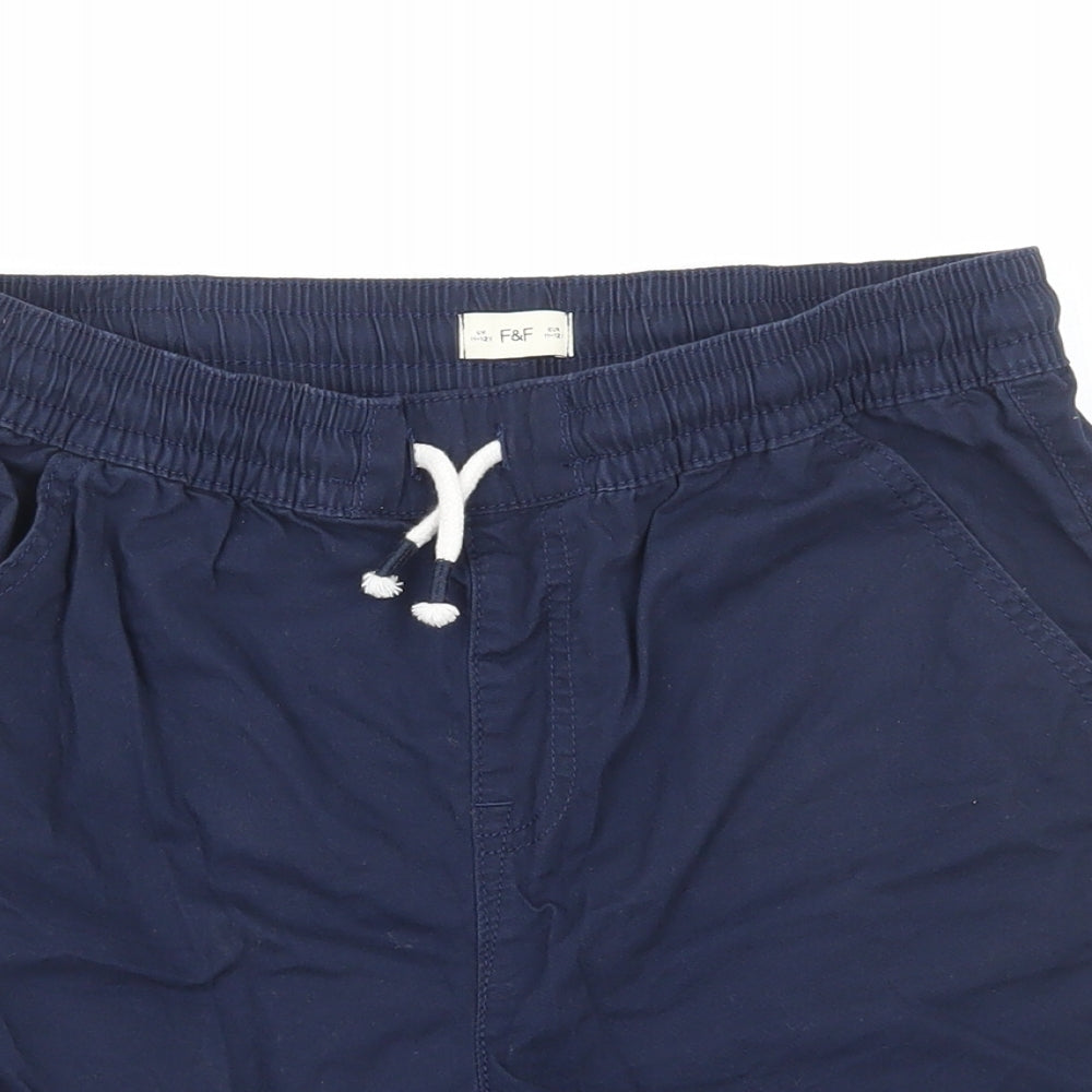 Primark Boys Blue Cotton Cargo Shorts Size 11-12 Years Regular Drawstring