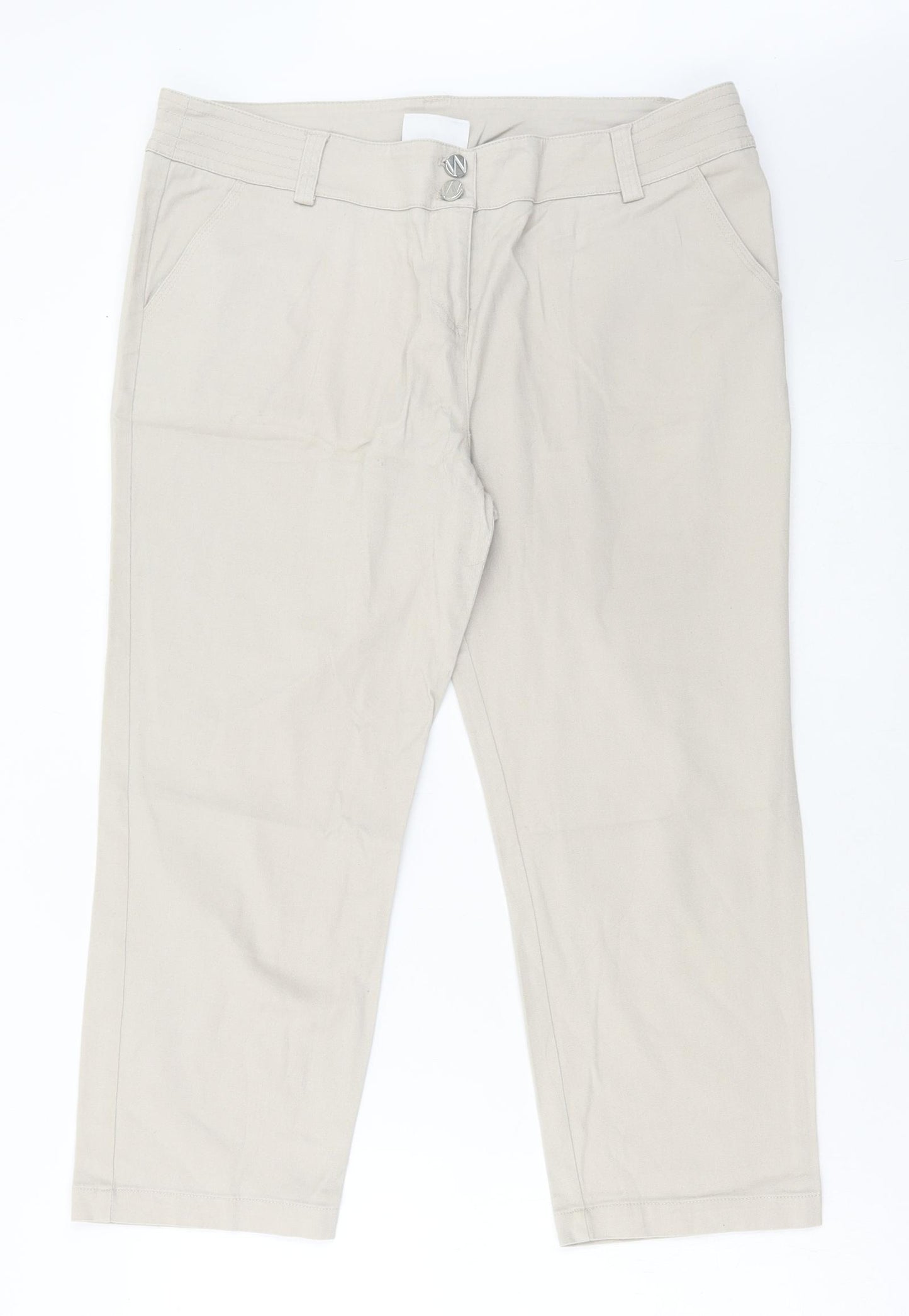 Wallis Womens Beige Cotton Chino Trousers Size 16 L22 in Regular Button