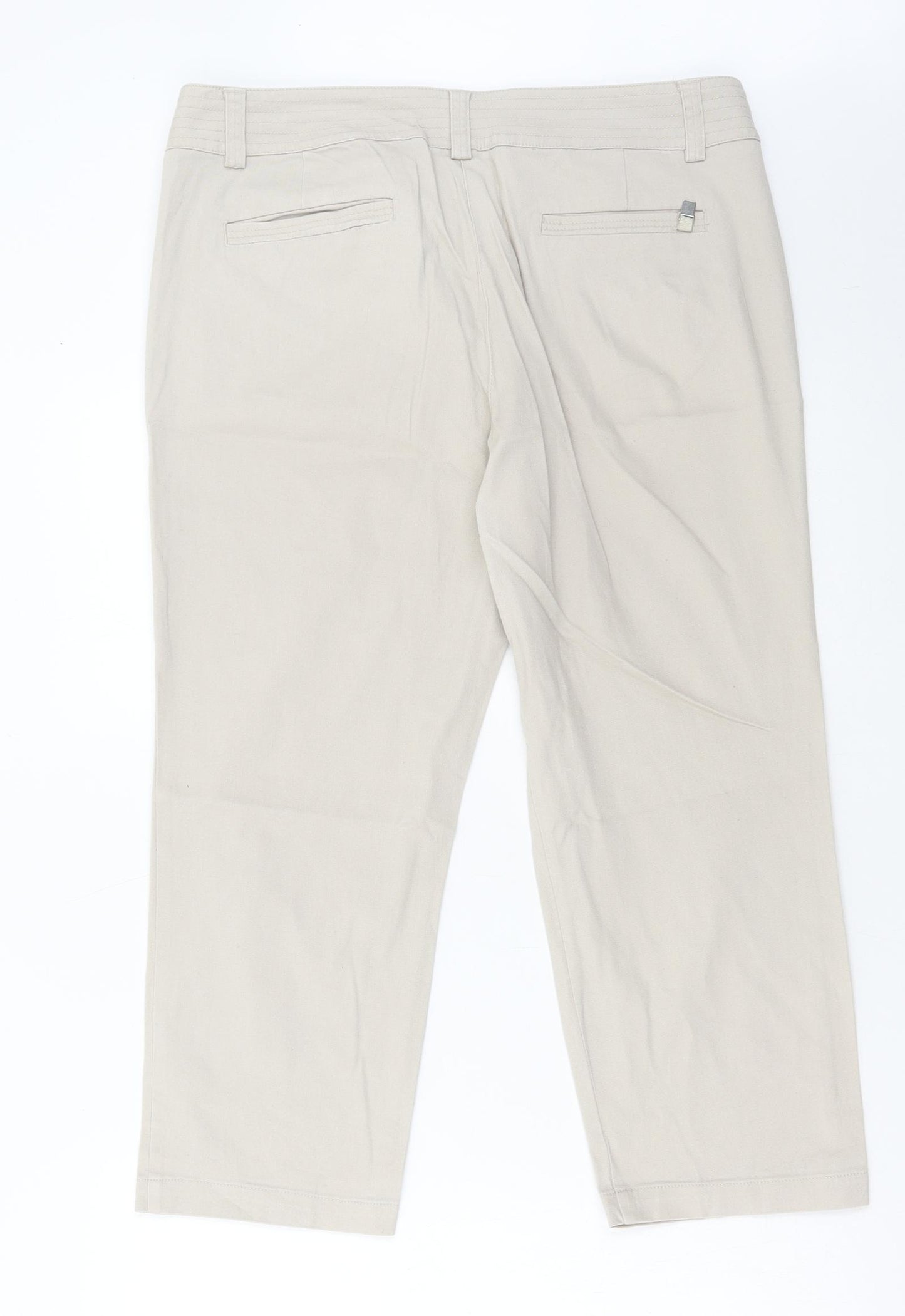 Wallis Womens Beige Cotton Chino Trousers Size 16 L22 in Regular Button