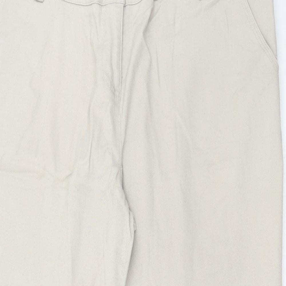 Wallis Womens Beige Cotton Chino Trousers Size 16 L22 in Regular Button